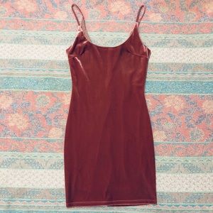 Mauve, velvet midi dress